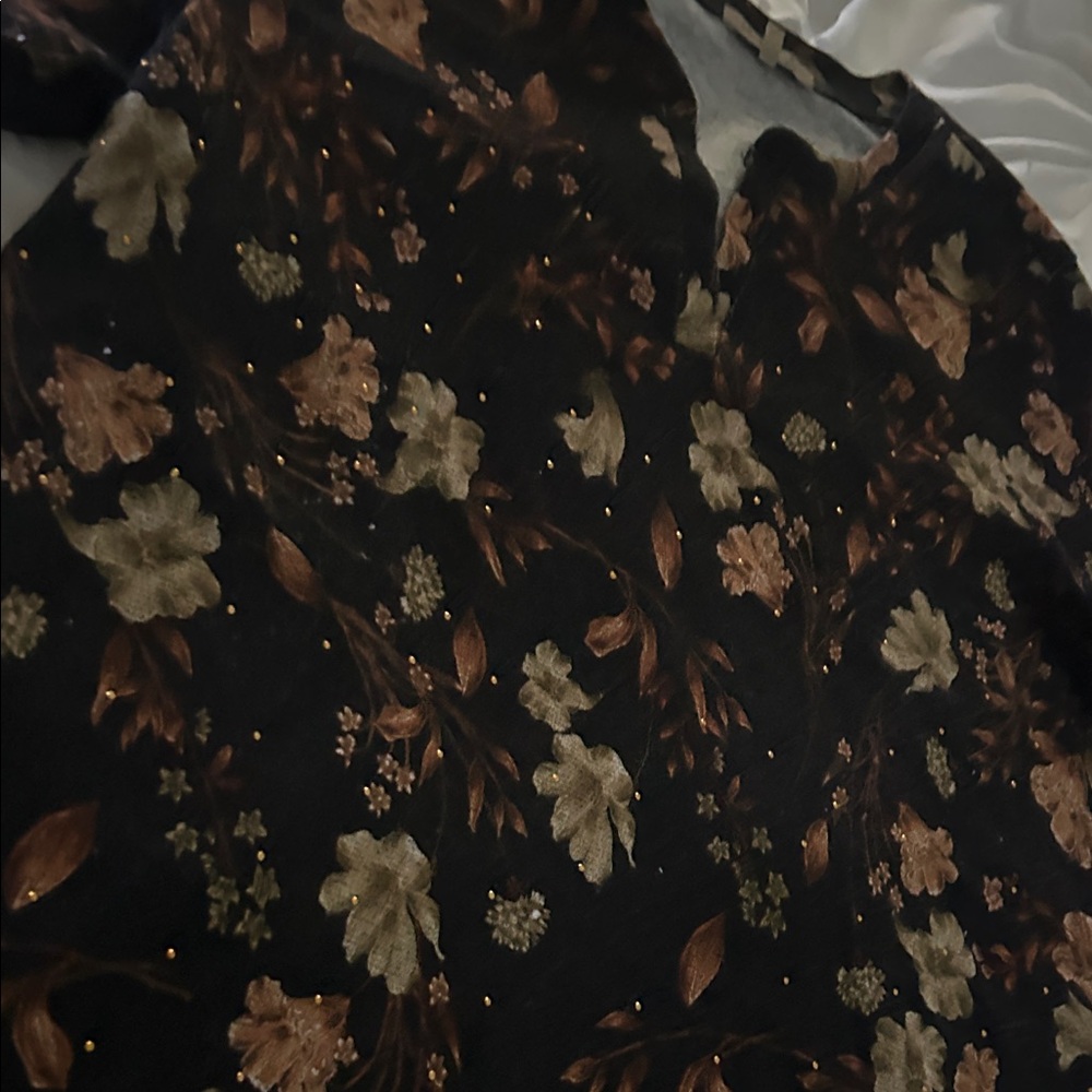 Floral Black and Gold Blouse